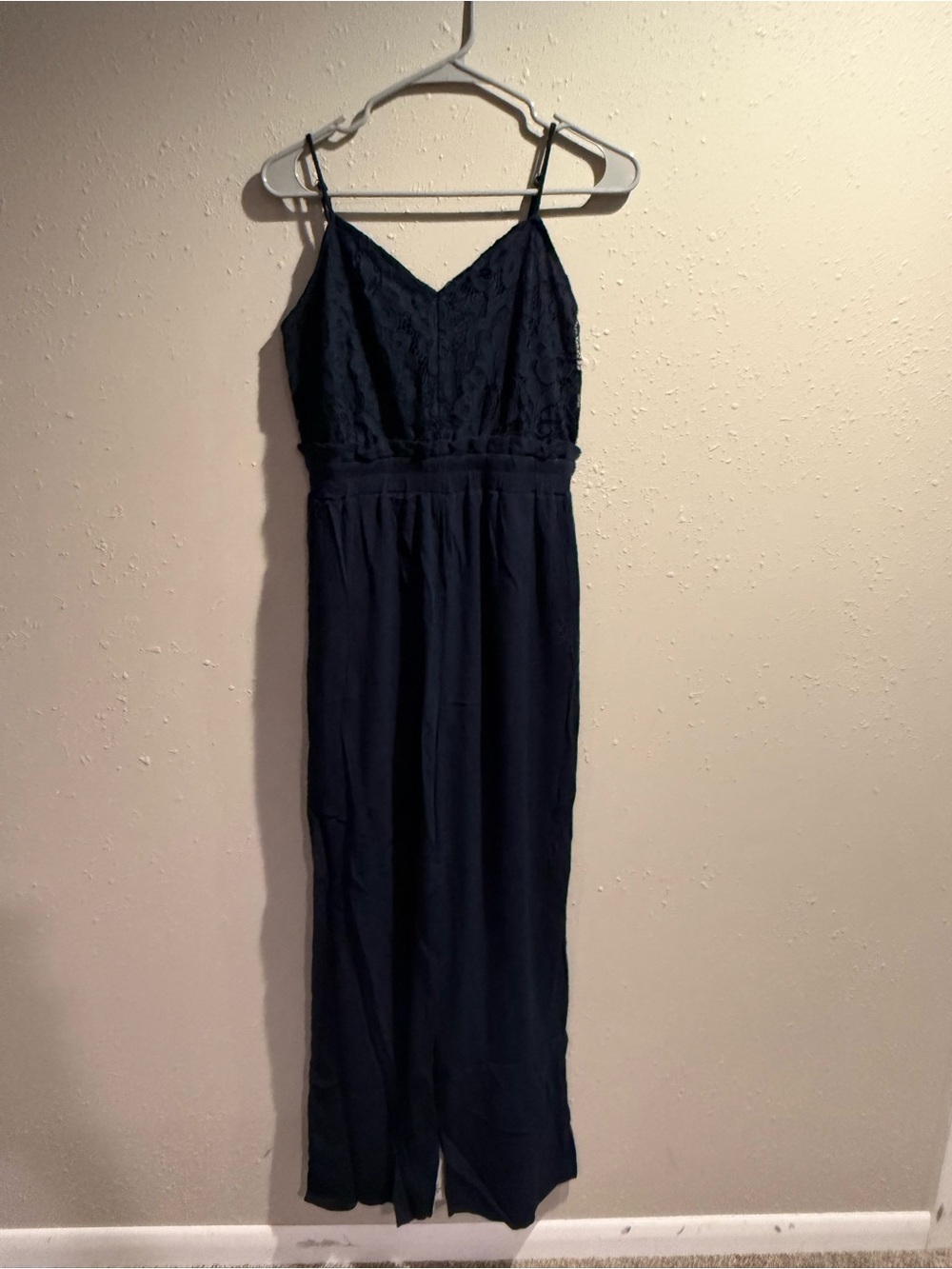 Maurices Navy Lace Jumpsuit with Spaghetti Straps